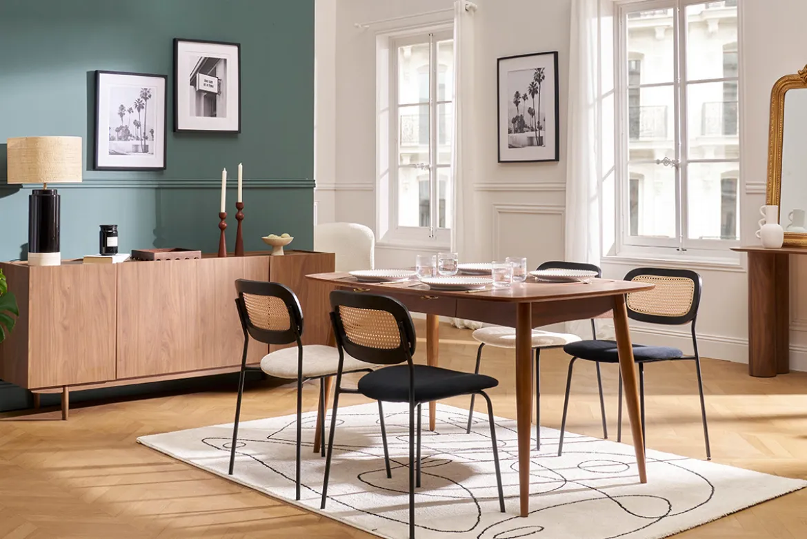 Table à manger extensible carrée en bois foncé L90-130 cm NORDECO