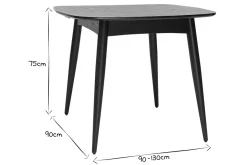 Table à manger extensible carrée en bois foncé L90-130 cm NORDECO