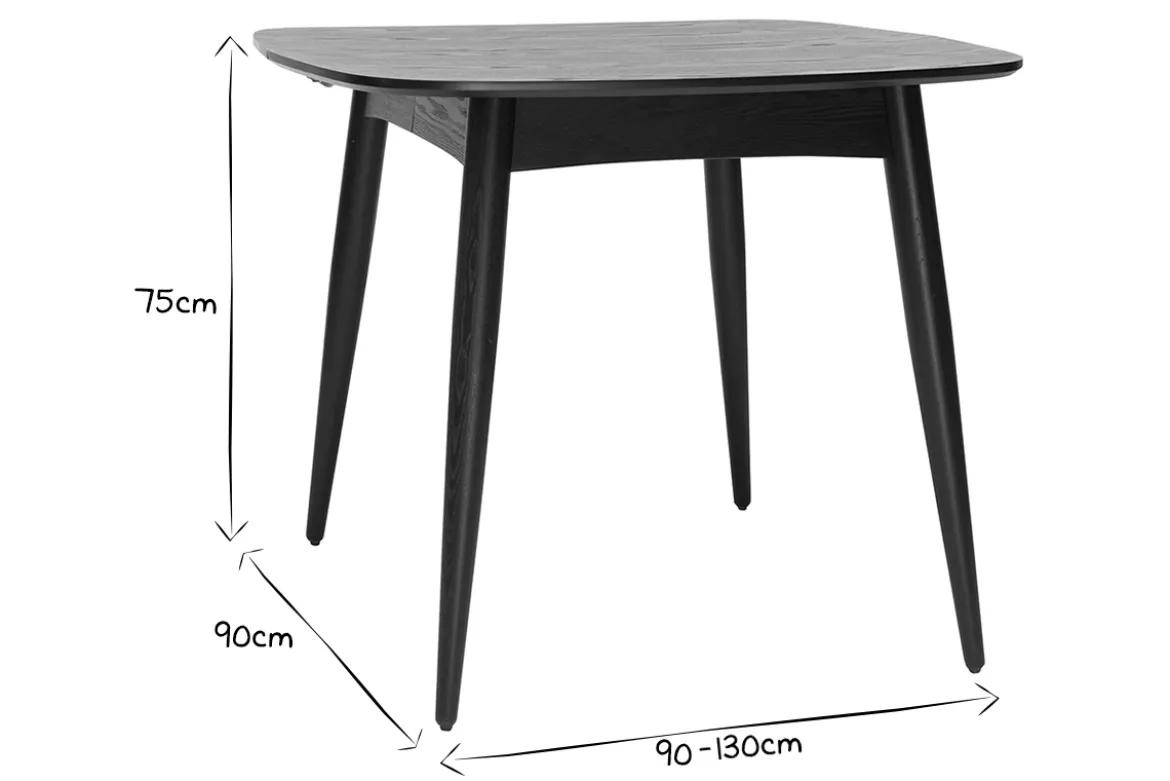 Table à manger extensible carrée en bois foncé L90-130 cm NORDECO