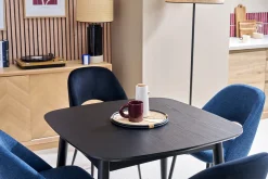 Table à manger extensible carrée en bois noir L90-130 cm NORDECO