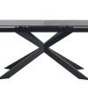 Table à manger extensible en céramique noire et métal L168-210 cm MELZA