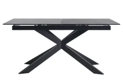 Table à manger extensible en céramique noire et métal L168-210 cm MELZA