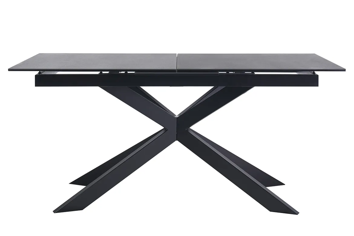 Table à manger extensible en céramique noire et métal L168-210 cm MELZA
