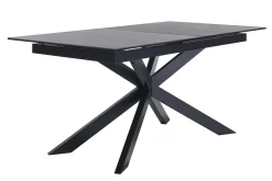 Table à manger extensible en céramique noire et métal L168-210 cm MELZA