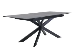 Table à manger extensible en céramique noire et métal L168-210 cm MELZA