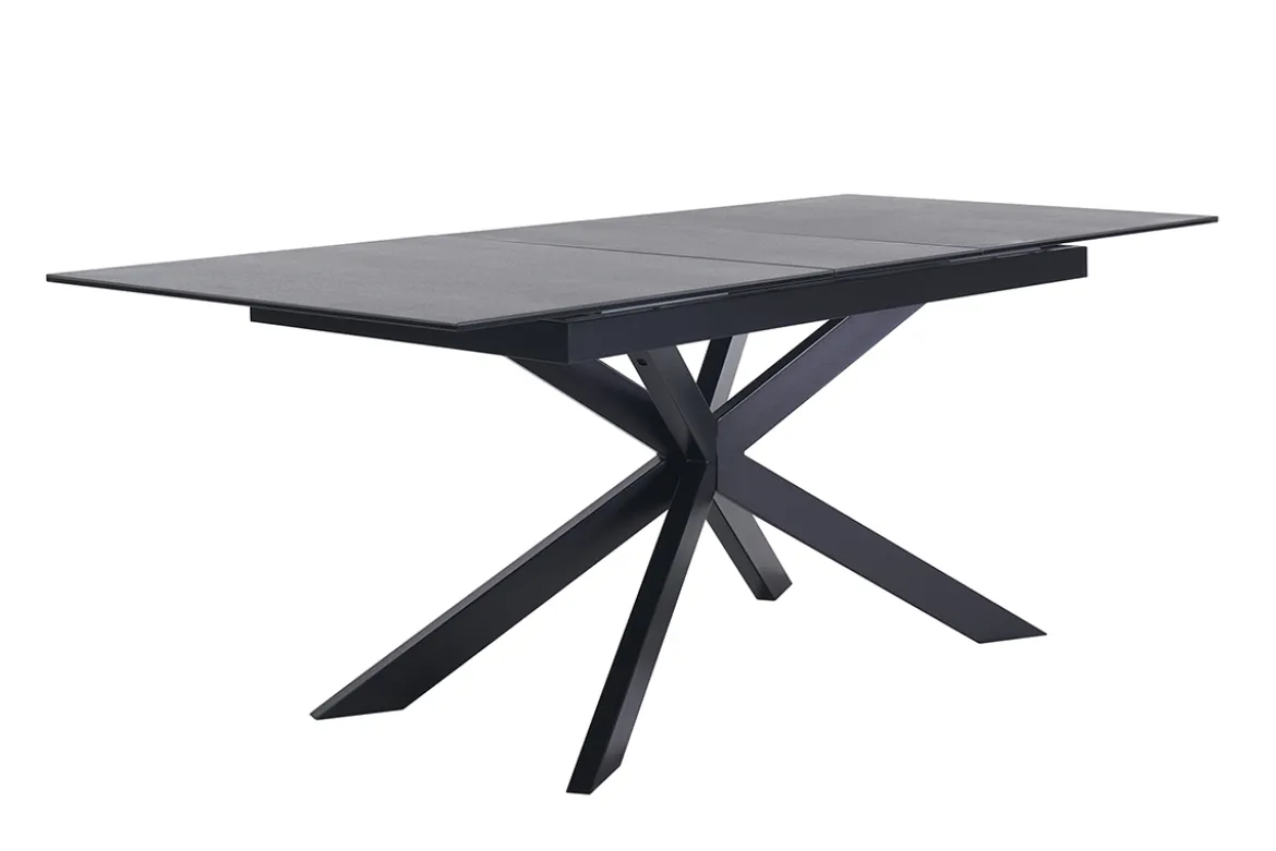 Table à manger extensible en céramique noire et métal L168-210 cm MELZA