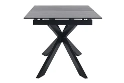 Table à manger extensible en céramique noire et métal L168-210 cm MELZA