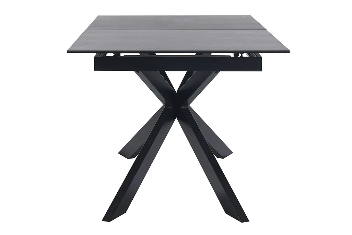Table à manger extensible en céramique noire et métal L168-210 cm MELZA