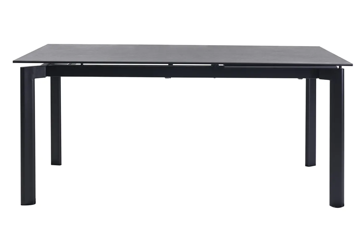 Table à manger extensible en céramique noire et métal L180-240 cm CARA