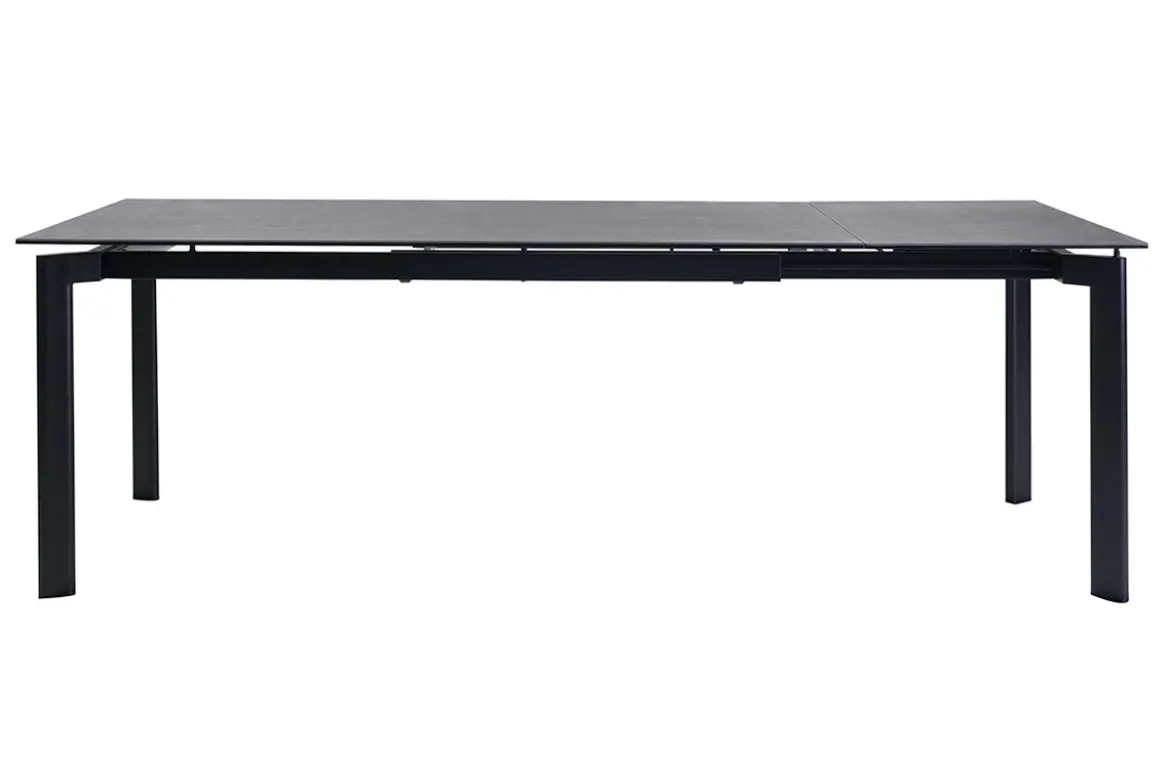 Table à manger extensible en céramique noire et métal L180-240 cm CARA