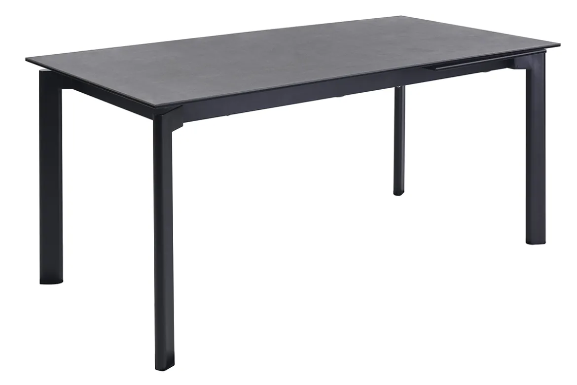 Table à manger extensible en céramique noire et métal L180-240 cm CARA