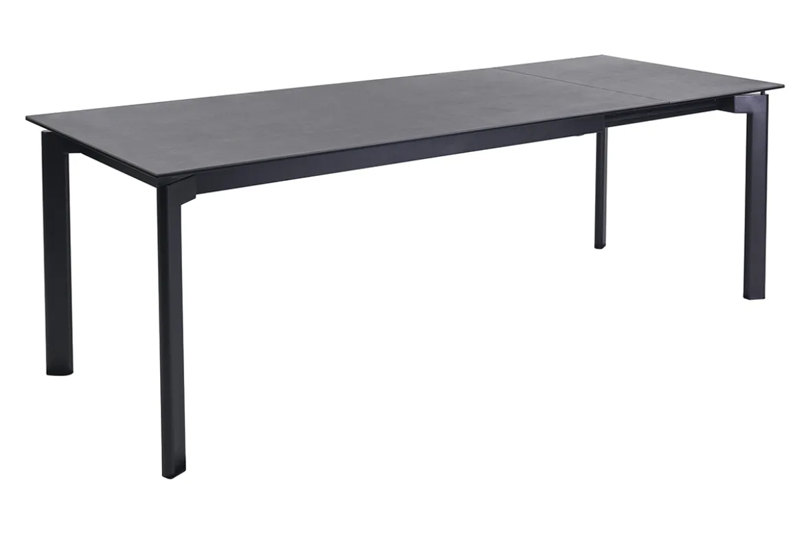 Table à manger extensible en céramique noire et métal L180-240 cm CARA