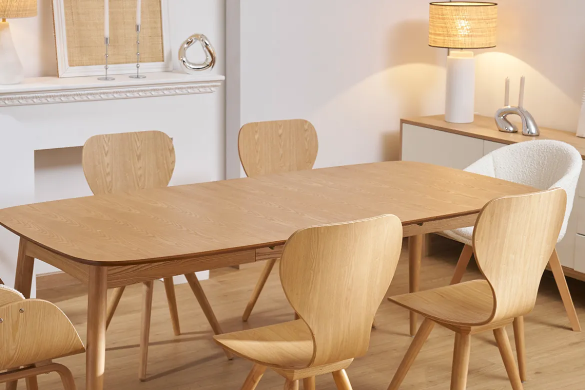Table à manger extensible frêne L130-190 cm NORDECO