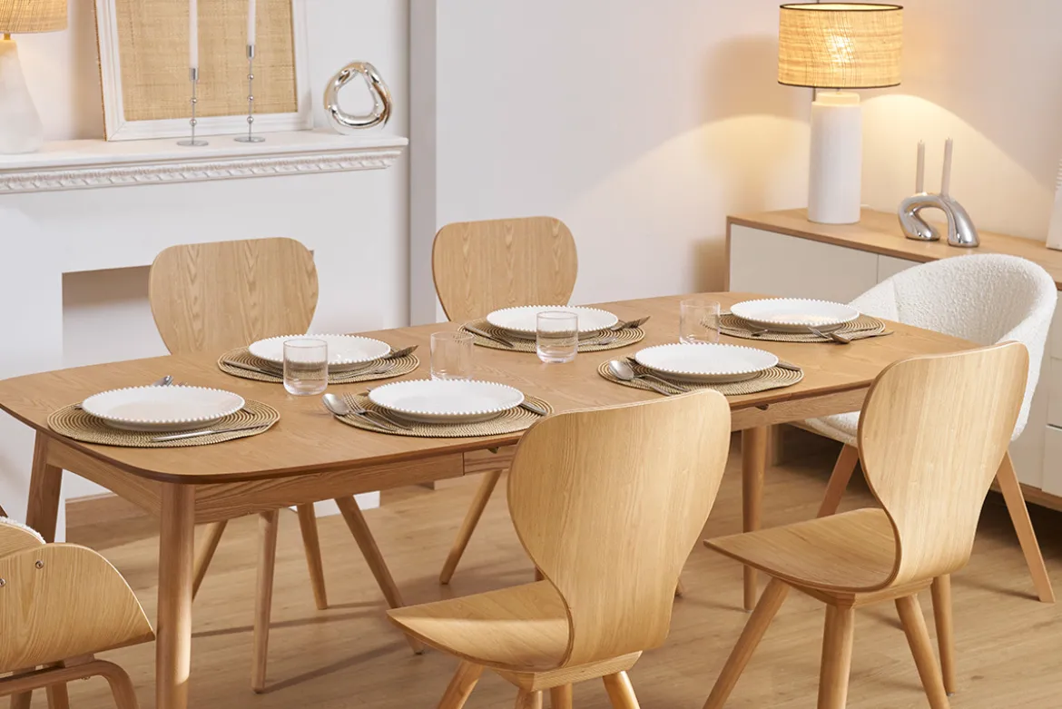 Table à manger extensible frêne L130-190 cm NORDECO