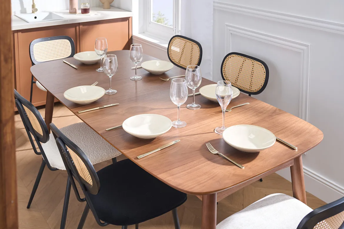 Table à manger extensible noyer L130-190 cm NORDECO