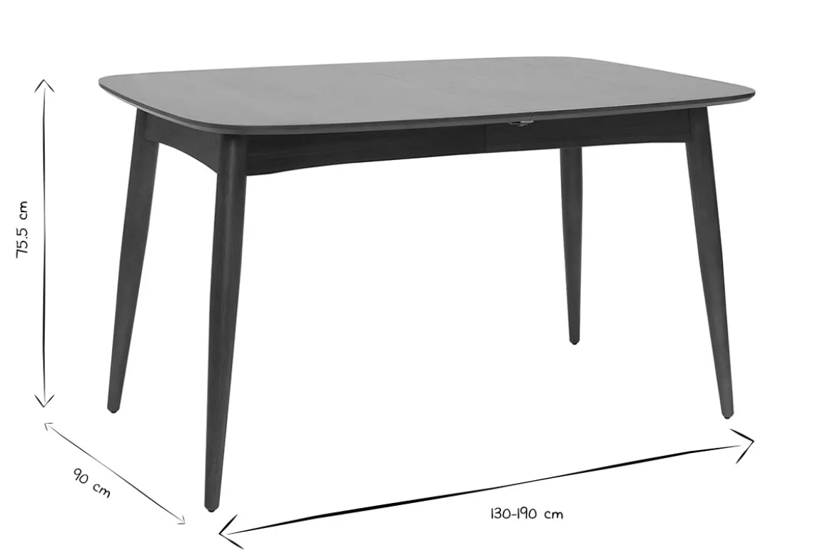 Table à manger extensible noyer L130-190 cm NORDECO