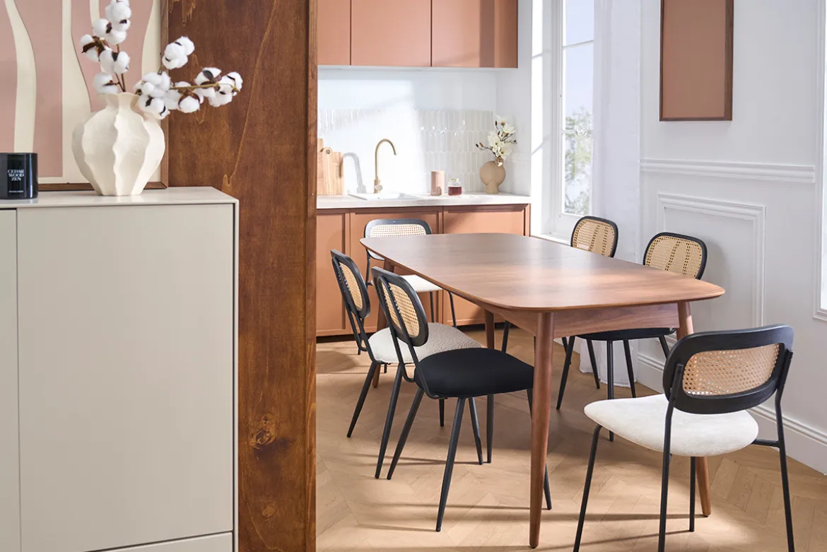 Table à manger extensible noyer L130-190 cm NORDECO