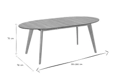 Table à manger extensible ovale en bois clair L150-200 cm MARIK