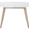 Table à manger extensible ovale blanche et bois clair L150-200 cm LEENA