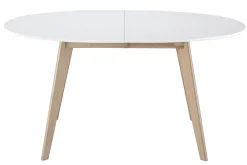 Table à manger extensible ovale blanche et bois clair L150-200 cm LEENA