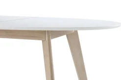Table à manger extensible ovale blanche et bois clair L150-200 cm LEENA