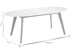 Table à manger extensible ovale blanche et bois clair L150-200 cm LEENA