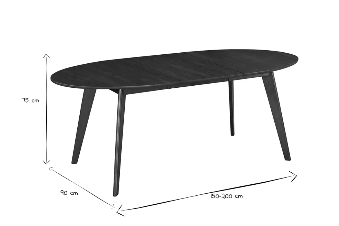 Table à manger extensible ovale en bois foncé L150-200 MARIK