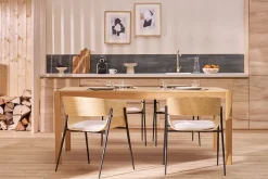 Table à manger extensible rallonges intégrées en bois clair chêne rectangulaire L125-238 cm AGALI
