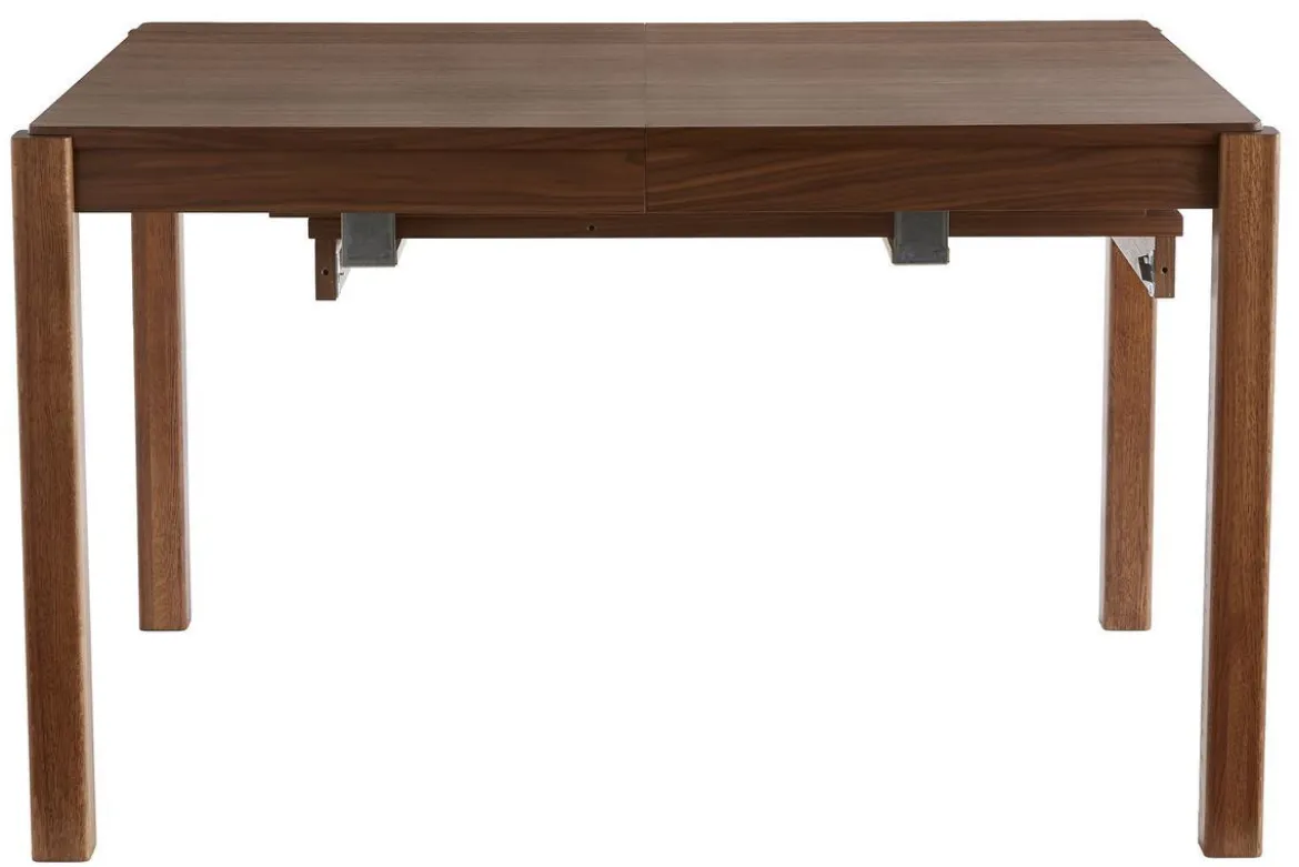 Table à manger extensible rallonges intégrées en bois foncé noyer rectangulaire L125-238 cm AGALI
