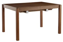 Table à manger extensible rallonges intégrées en bois foncé noyer rectangulaire L125-238 cm AGALI