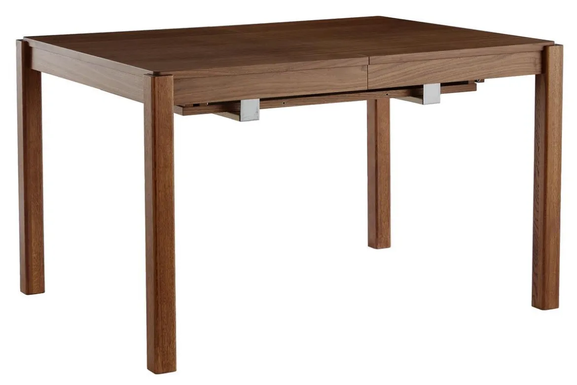 Table à manger extensible rallonges intégrées en bois foncé noyer rectangulaire L125-238 cm AGALI
