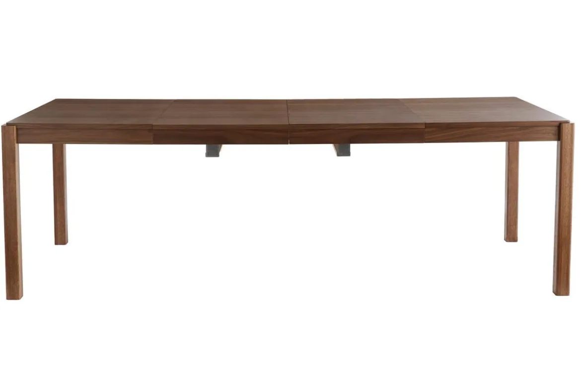 Table à manger extensible rallonges intégrées en bois foncé noyer rectangulaire L125-238 cm AGALI