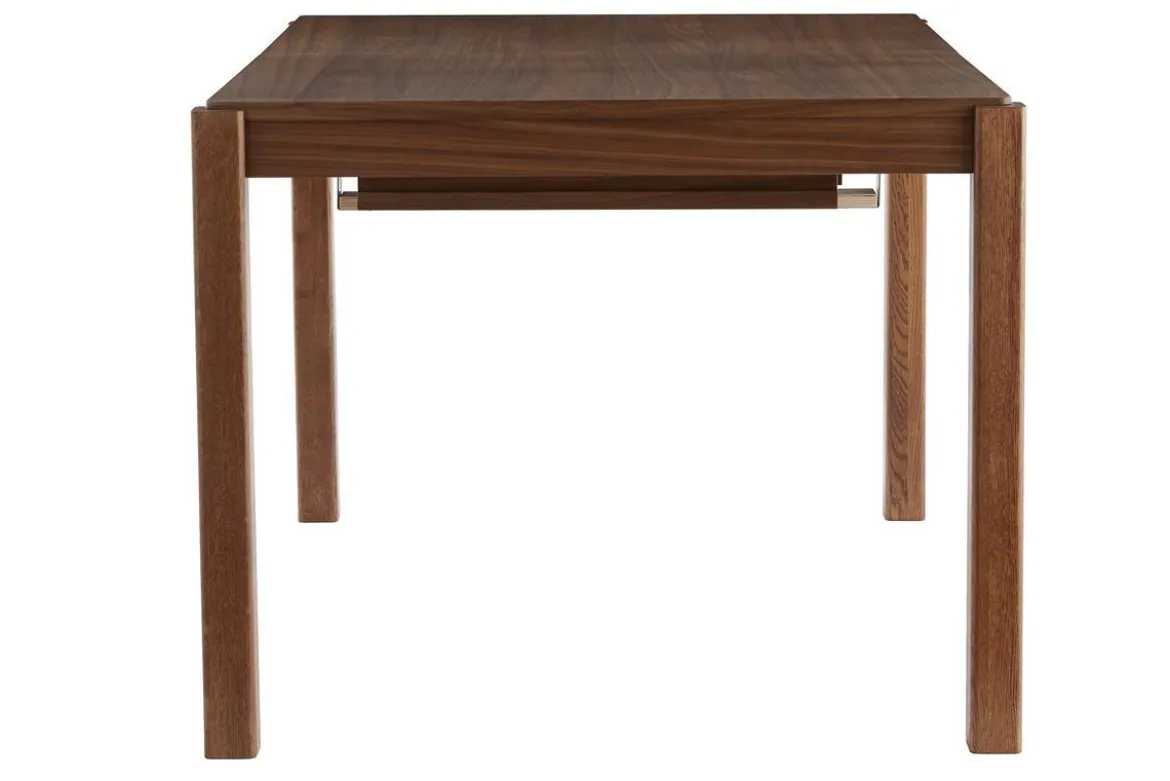 Table à manger extensible rallonges intégrées en bois foncé noyer rectangulaire L125-238 cm AGALI