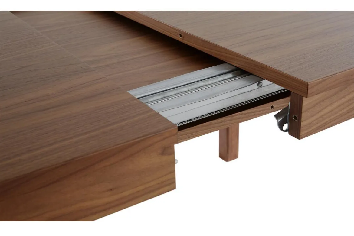 Table à manger extensible rallonges intégrées en bois foncé noyer rectangulaire L125-238 cm AGALI