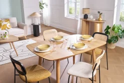 Table à manger extensible rectangulaire en bois clair L130-160 cm NORDECO