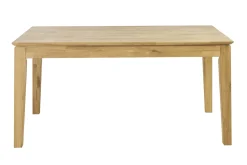 Table à manger extensible rectangulaire en bois clair chêne massif L160-220 cm YULIA