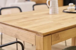 Table à manger extensible rectangulaire en bois clair chêne massif L160-220 cm YULIA