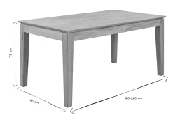 Table à manger extensible rectangulaire en bois clair chêne massif L160-220 cm YULIA