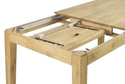 Table à manger extensible rectangulaire en bois clair chêne massif L160-220 cm YULIA