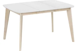 Table à manger extensible scandinave carrée blanche et bois L90-130 cm LEENA