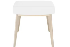 Table à manger extensible scandinave carrée blanche et bois L90-130 cm LEENA
