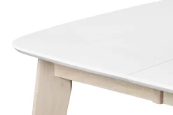 Table à manger extensible scandinave carrée blanche et bois L90-130 cm LEENA