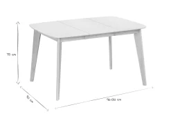 Table à manger extensible scandinave carrée blanche et bois L90-130 cm LEENA
