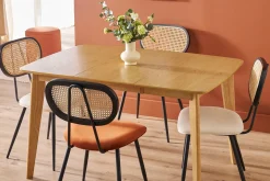 Table à manger extensible scandinave carrée placage chêne L90-130 cm LEENA
