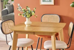 Table à manger extensible scandinave carrée placage chêne L90-130 cm LEENA