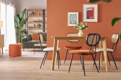 Table à manger extensible scandinave carrée placage chêne L90-130 cm LEENA