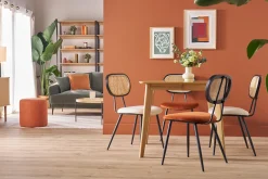 Table à manger extensible scandinave carrée placage chêne L90-130 cm LEENA
