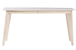 Table à manger extensible scandinave blanc et bois clair L150-200 cm LEENA