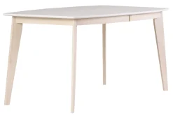 Table à manger extensible scandinave blanc et bois clair L150-200 cm LEENA