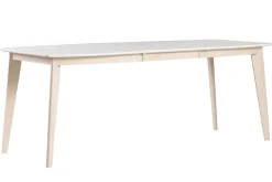 Table à manger extensible scandinave blanc et bois clair L150-200 cm LEENA